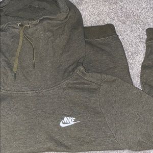 Olive Green Funnel Neck Nike Hoodie
